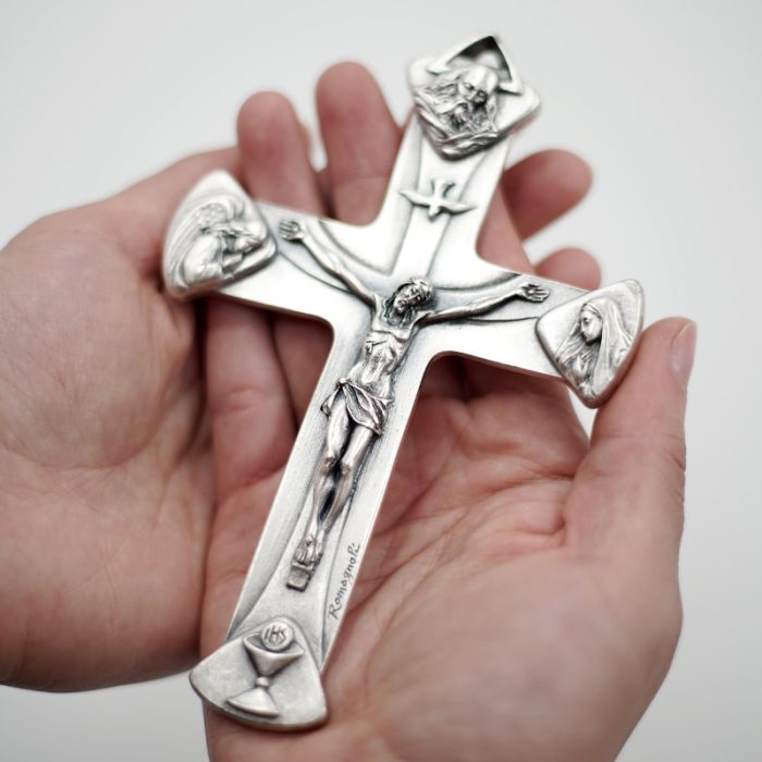 十字架-天主圣三-镀银合金-13x8.7cm Catholic religious art