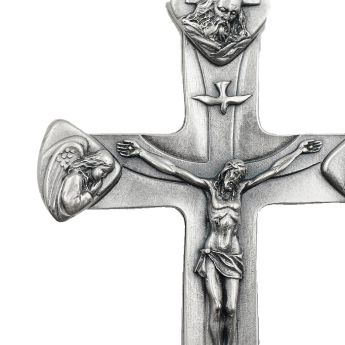 十字架-天主圣三-镀银合金-13x8.7cm Catholic religious art