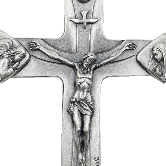 十字架-天主圣三-镀银合金-13x8.7cm Catholic religious art