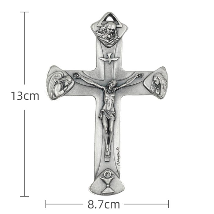 十字架-天主圣三-镀银合金-13x8.7cm Catholic religious art