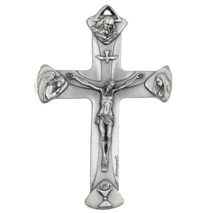 十字架-天主圣三-镀银合金-13x8.7cm