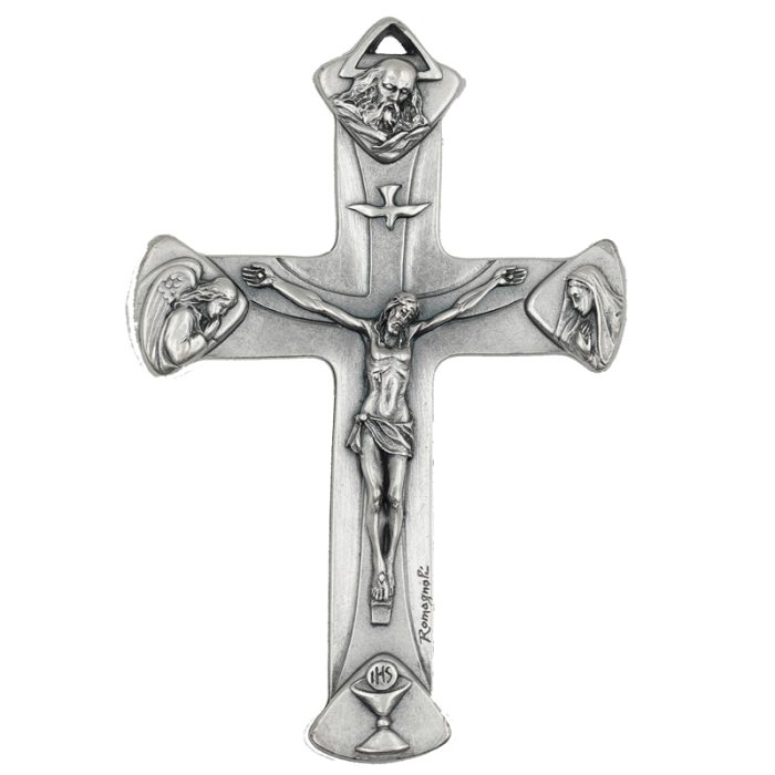 十字架-天主圣三-镀银合金-13x8.7cm Catholic religious art