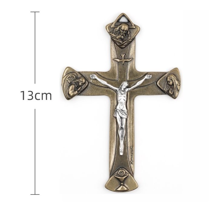 十字架-天主圣三-古铜色合金-13x8.7cm Catholic religious art