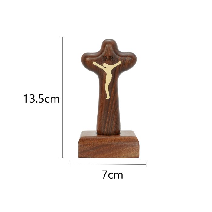 手把木十字架-酸枝木-磁吸可分离底座-13.5x7cm Catholic religious art