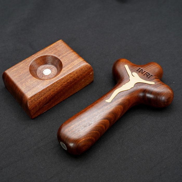 手把木十字架-酸枝木-磁吸可分离底座-13.5x7cm Catholic religious art