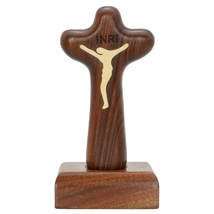 手把木十字架-酸枝木-磁吸可分离底座-13.5x7cm Catholic religious art