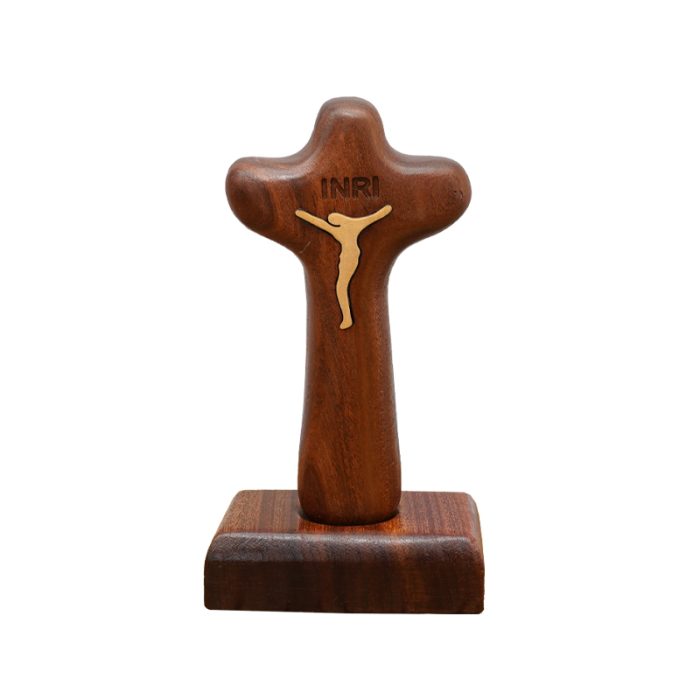 手把木十字架-酸枝木-磁吸可分离底座-10.5x5.5cm Catholic religious art