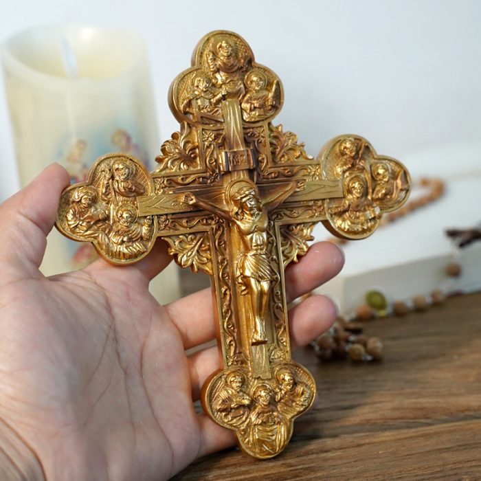树脂十字架挂件手持-16x14cm Catholic religious art