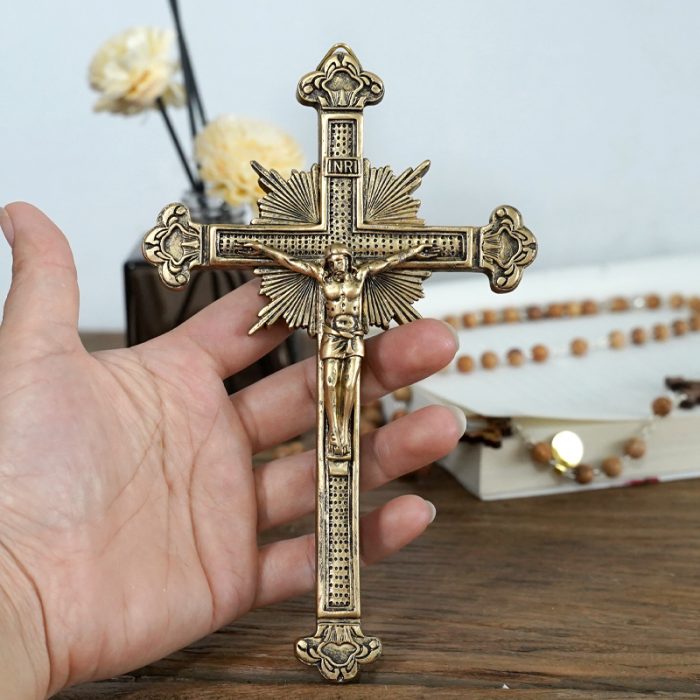 树脂十字架挂件手持-17.8x11cm Catholic religious art