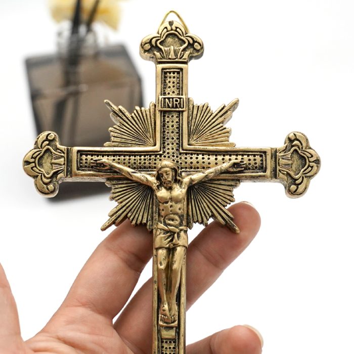 树脂十字架挂件手持-17.8x11cm Catholic religious art