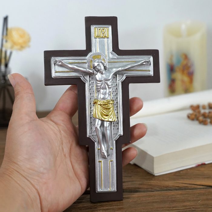 树脂十字架挂件手持-18x11.3cm Catholic religious art