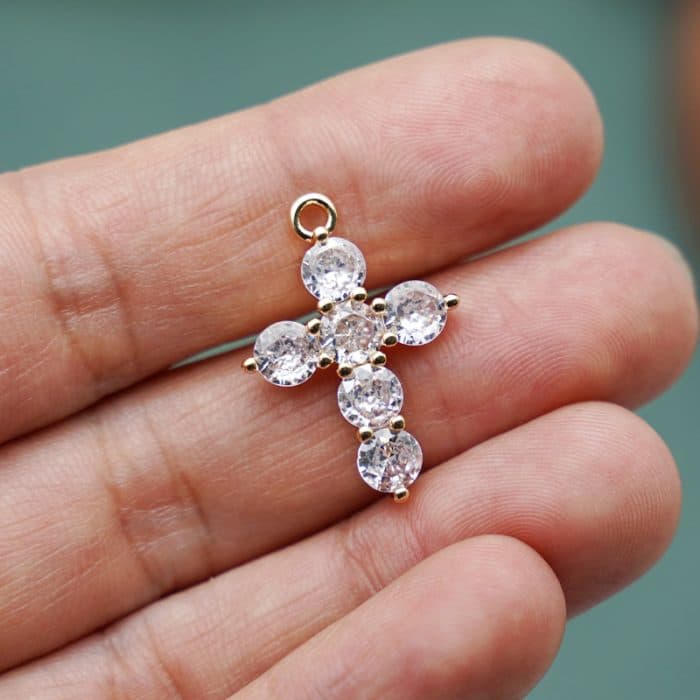 DIY十字架-大钻-黄铜-2.1x1.6cm Catholic religious art