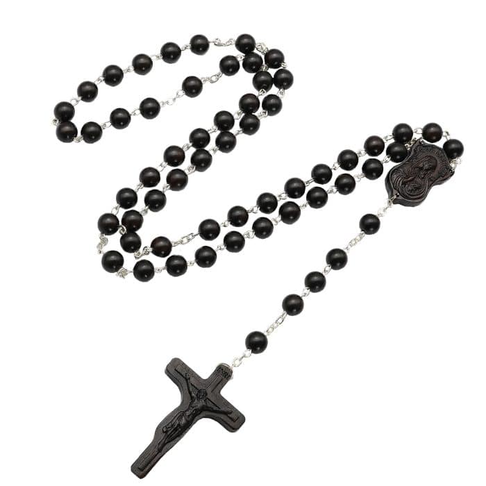 玫瑰念珠-黑檀木链式万福圣母-8mm珠（送小黄包） Catholic religious art