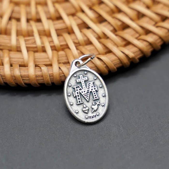 DIY小吊牌-显灵圣母-锌合金-蓝珐琅-1.7cm Catholic religious art