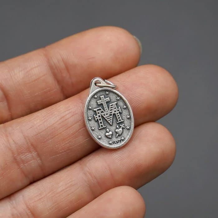 DIY小吊牌-显灵圣母-锌合金-蓝珐琅-1.7cm Catholic religious art