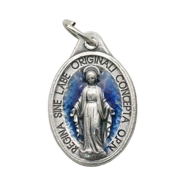 DIY小吊牌-显灵圣母-锌合金-蓝珐琅-1.7cm Catholic religious art