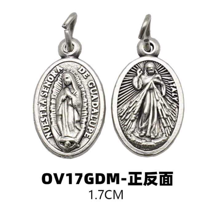 DIY小吊牌-瓜达卢佩+上主慈悲-锌合金-1.7cm Catholic religious art