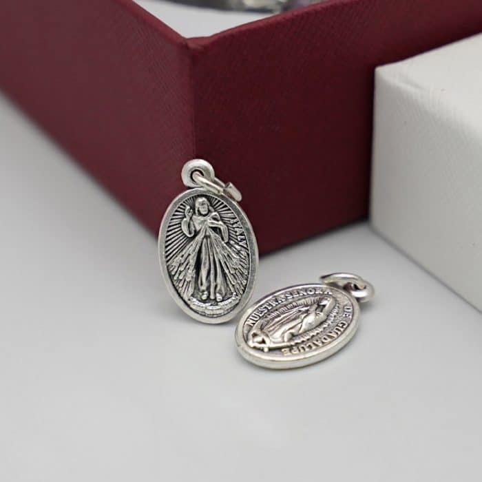 DIY小吊牌-瓜达卢佩+上主慈悲-锌合金-1.7cm Catholic religious art