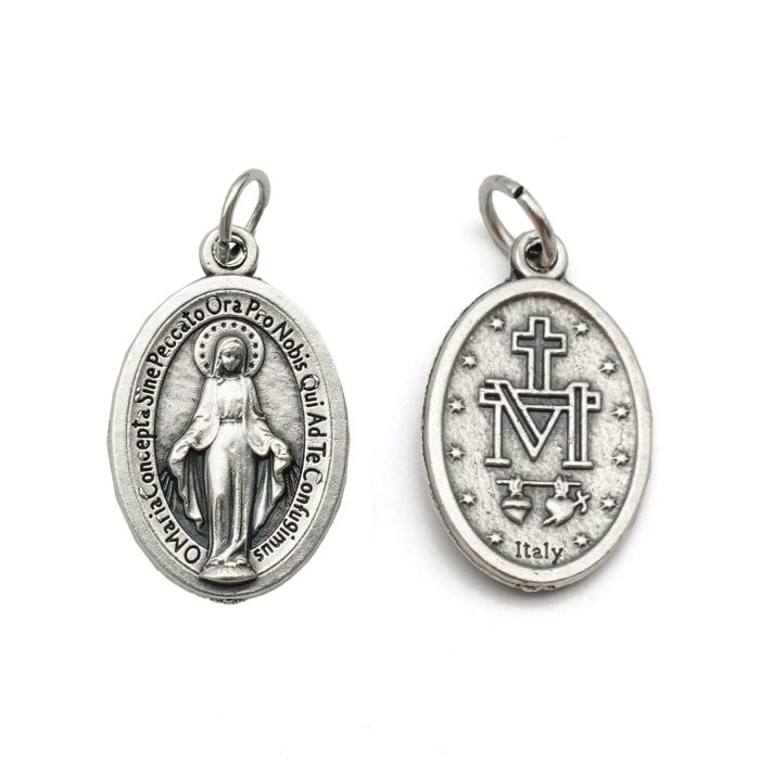 DIY小吊牌-圣母显灵（拉丁文字）-锌合金-2.2cm Catholic religious art