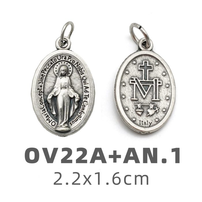 DIY小吊牌-圣母显灵（拉丁文字）-锌合金-2.2cm Catholic religious art