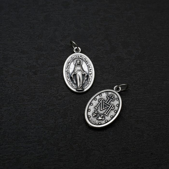 DIY小吊牌-圣母显灵（拉丁文字）-锌合金-2.2cm Catholic religious art