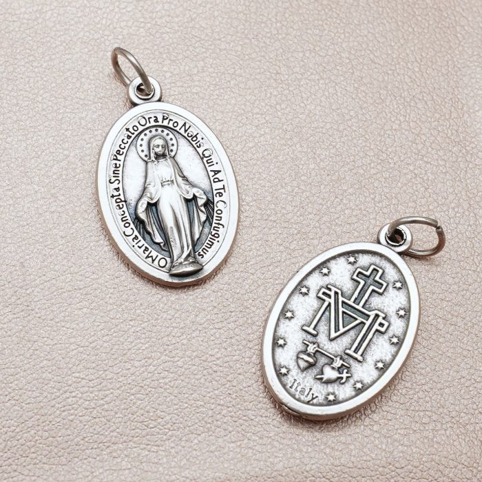 DIY小吊牌-圣母显灵（拉丁文字）-锌合金-2.2cm Catholic religious art