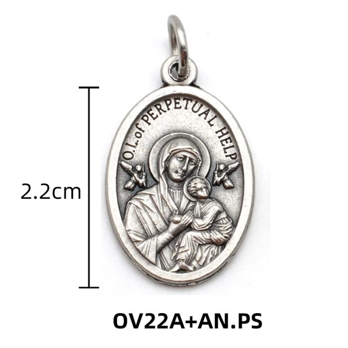 DIY小吊牌-永援圣母为我等祈-锌合金-2.2cm Catholic religious art