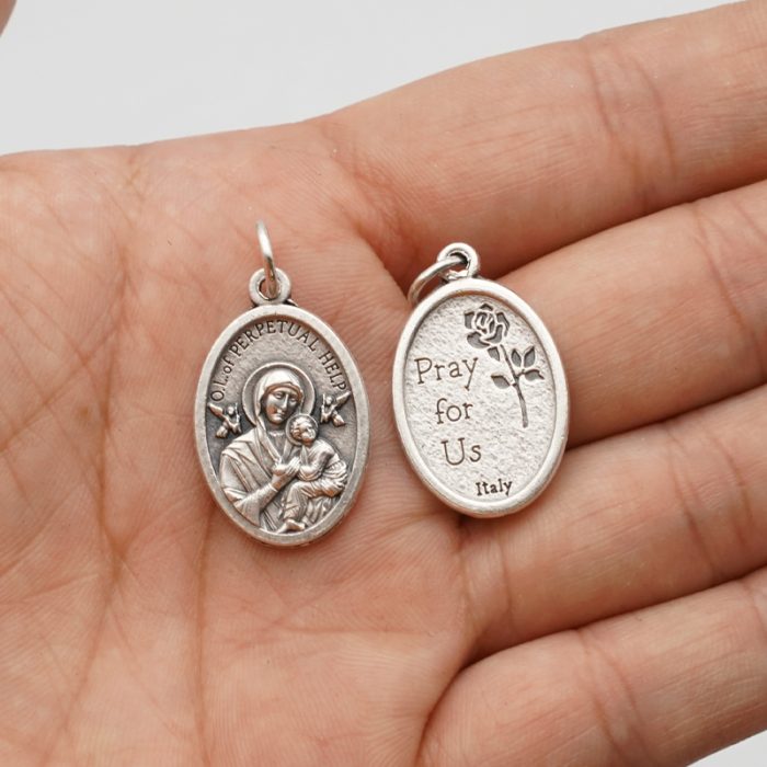 DIY小吊牌-永援圣母为我等祈-锌合金-2.2cm Catholic religious art