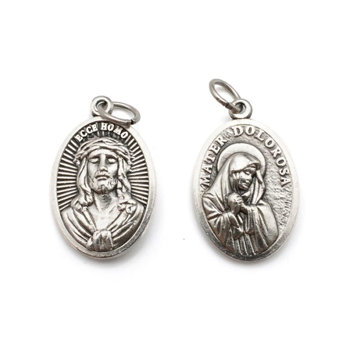 DIY小吊牌-痛苦之母+耶稣圣容-锌合金-2.2cm Catholic religious art