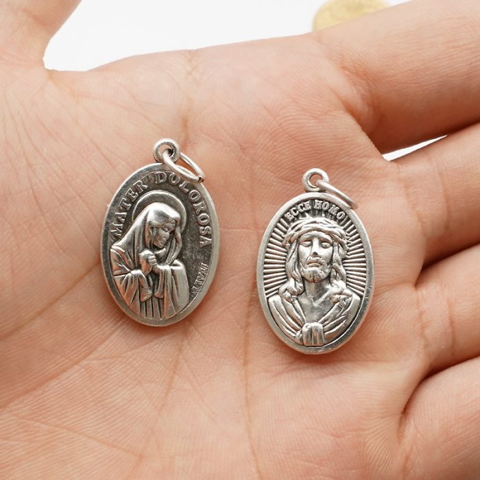 DIY小吊牌-痛苦之母+耶稣圣容-锌合金-2.2cm Catholic religious art