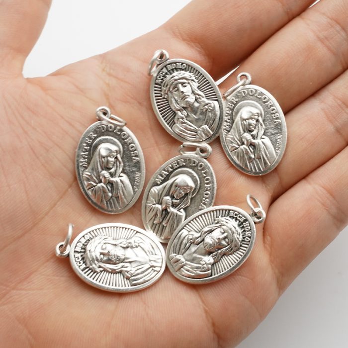 DIY小吊牌-痛苦之母+耶稣圣容-锌合金-2.2cm Catholic religious art