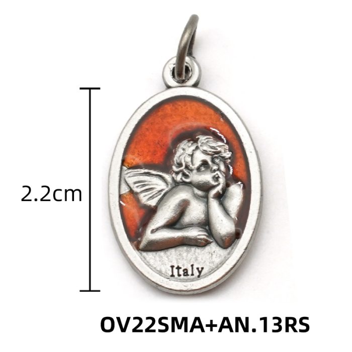 DIY小吊牌-拉斐尔小天使-锌合金-红色-2.2cm Catholic religious art