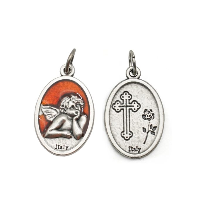 DIY小吊牌-拉斐尔小天使-锌合金-红色-2.2cm Catholic religious art