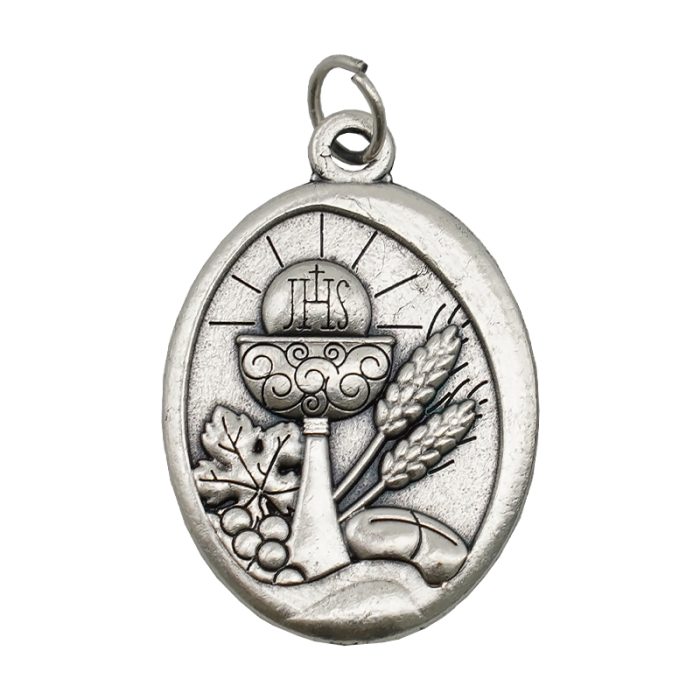 DIY小吊牌-初领圣体-锌合金-镀银-2.7cm Catholic religious art