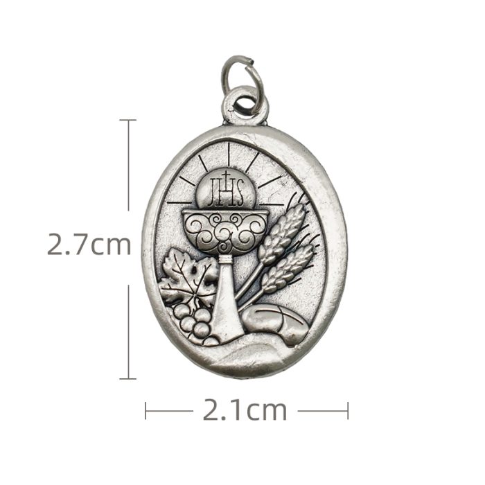 DIY小吊牌-初领圣体-锌合金-镀银-2.7cm Catholic religious art