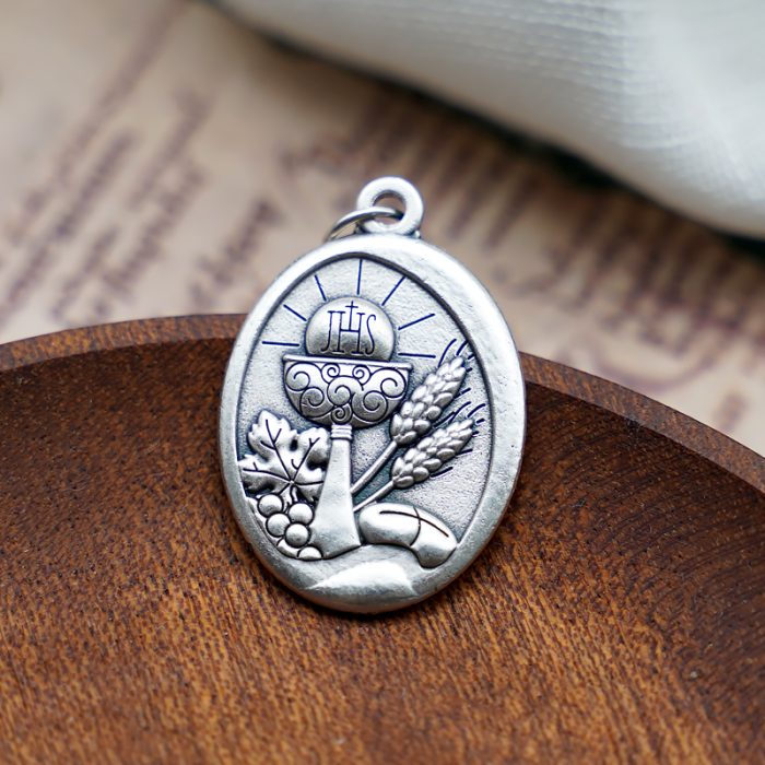 DIY小吊牌-初领圣体-锌合金-镀银-2.7cm Catholic religious art