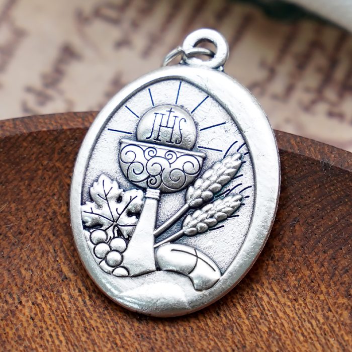 DIY小吊牌-初领圣体-锌合金-镀银-2.7cm Catholic religious art