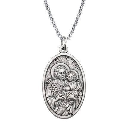 DIY小吊牌-椭圆圣若瑟+圣衣-锌合金-4cm