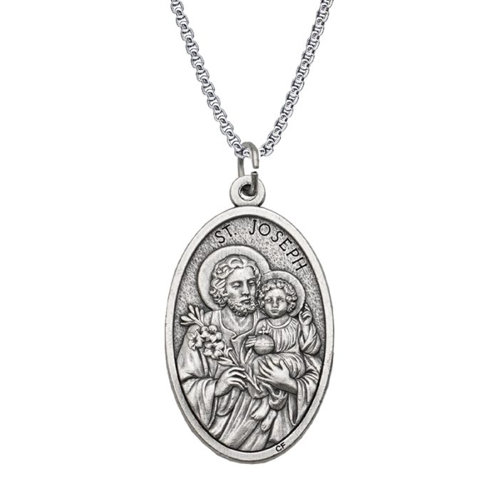 DIY小吊牌-椭圆圣若瑟+圣衣-锌合金-4cm Catholic religious art