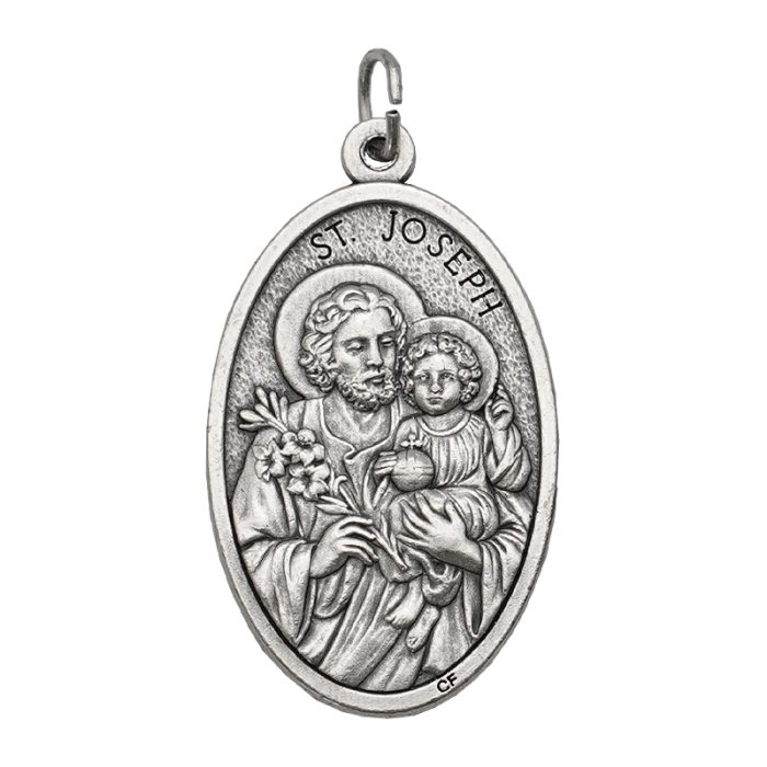 DIY小吊牌-椭圆圣若瑟+圣衣-锌合金-4cm Catholic religious art