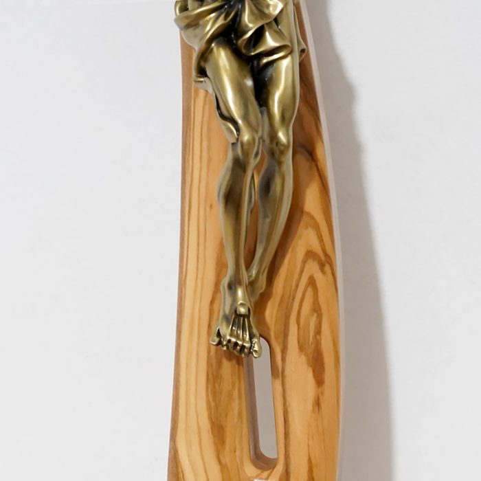 十字架-圣本笃-橄榄木抽象化设计树脂圣尸-48x28cm Catholic religious art