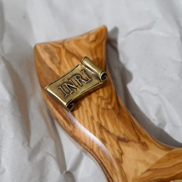 十字架-圣本笃-橄榄木抽象化设计树脂圣尸-48x28cm Catholic religious art