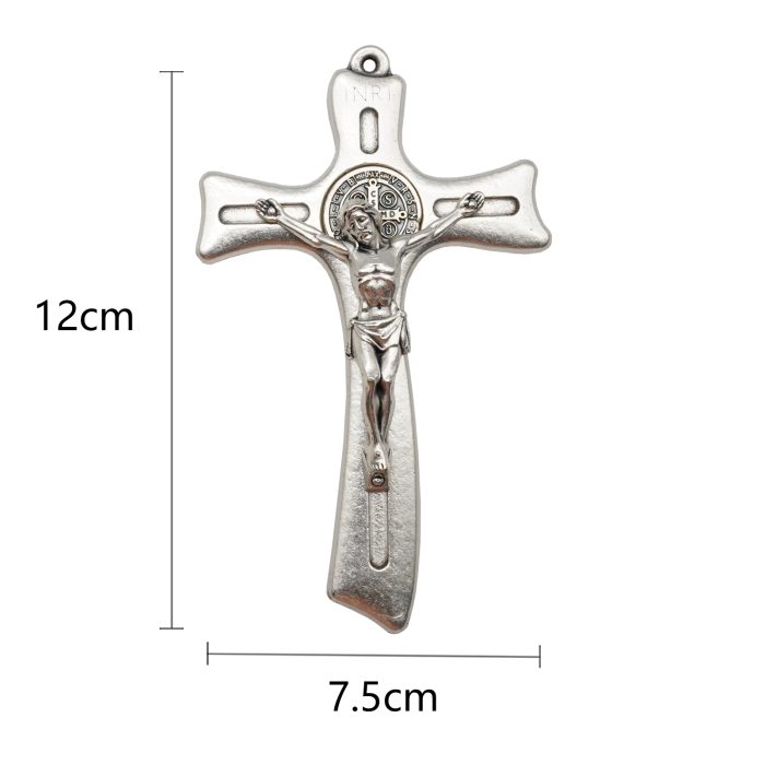 本笃十字架-银色带包装盒-12x7.5cm Catholic religious art