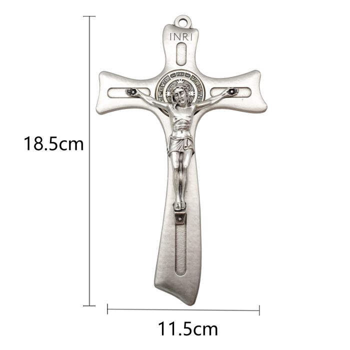 本笃十字架-银色带包装盒-19x12cm Catholic religious art