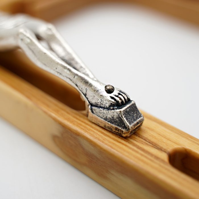 十字架-橄榄木镂空设计带合金镀银圣尸-19x11.5cm Catholic religious art