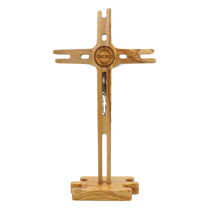十字架-橄榄木镂空-带合金圣尸底座-27x14.5cm Catholic religious art