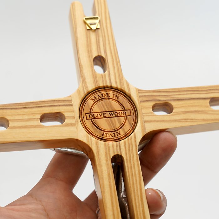 十字架-橄榄木-带合金镀银圣尸-31.5x17.5cm Catholic religious art