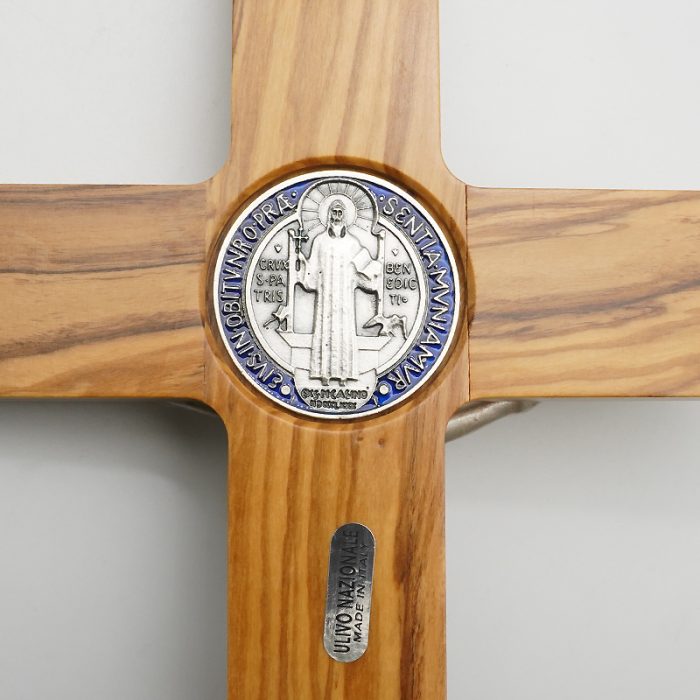 十字架-圣本笃-橄榄木镶珐琅圣牌合金圣尸-30x19cm Catholic religious art