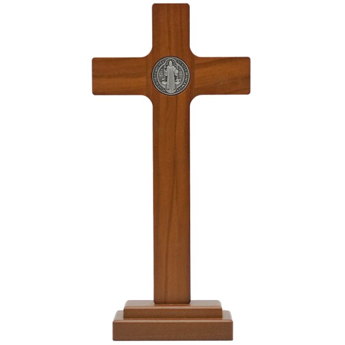 十字架-圣本笃-橄榄木染胡桃木色-22x10.5cm Catholic religious art