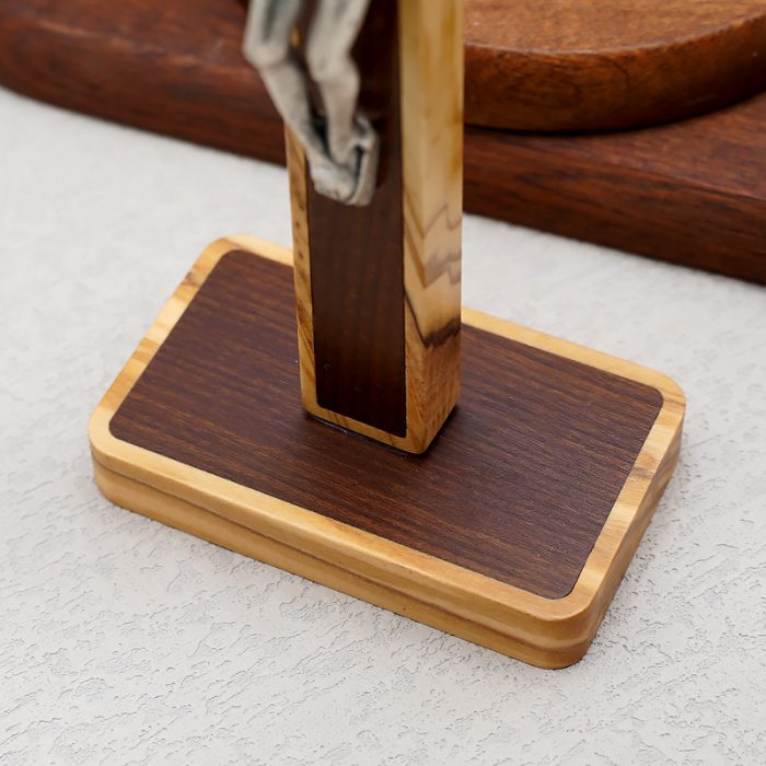 十字架-圣本笃-橄榄木-带底座-20.4x10cm Catholic religious art